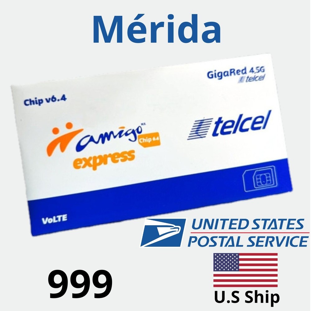 Telcel Mexico MERIDA Yucatan SIM Card ALREADY ACTIVATED for UNLIMITED Calls,Sms