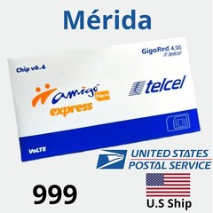 Telcel Mexico MERIDA Yucatan SIM Card ALREADY ACTIVATED for UNLIMITED Calls,Sms
