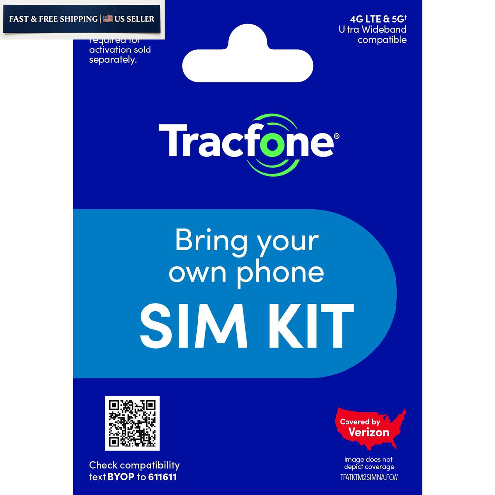 Tracfone – US Prepaid SIM Card (3 in 1) | Bring Your Own Phone Kit | Black