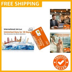 International Unlimited Data SIM Card 30 Days, 5G 4G LTE High Speed 10GB Data…