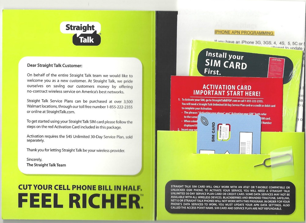Straight Talk Verizon Nano SIM Card Bring Your Own Phone 4G LTE 5G