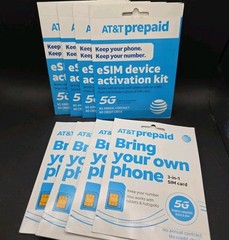 (8) AT&T Prepaid Sim Card Bring Your Own Phone 5G 3 In 1 Fits All Phones