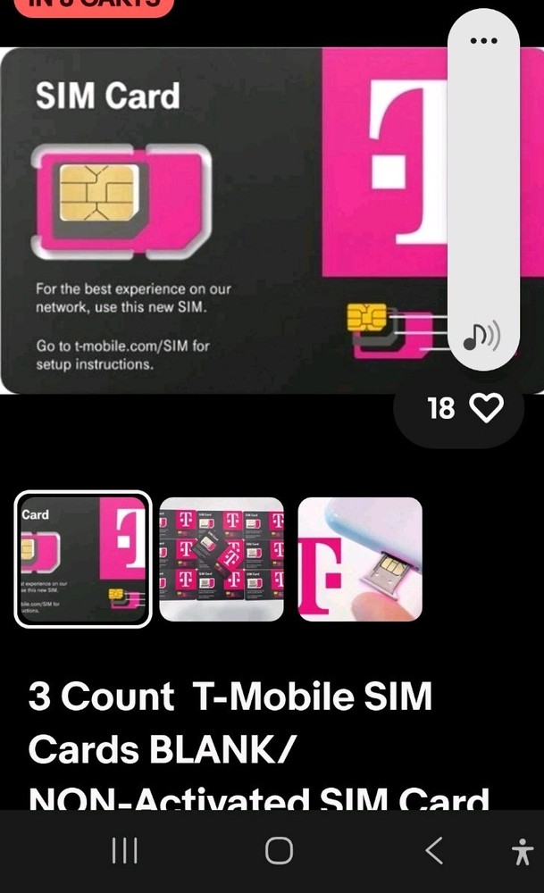 3 Count T-Mobile SIM Cards BLANK/ NON-Activated SIM Card ONLY