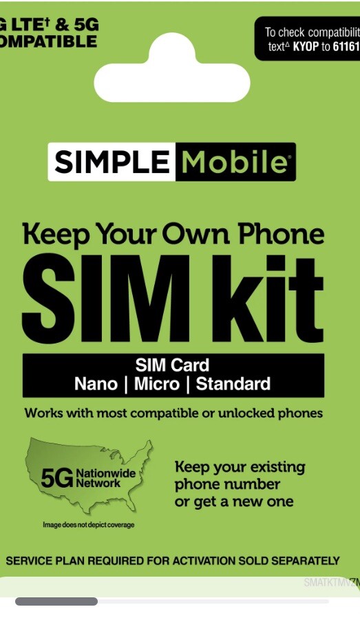 Simple MobIle Cell Pin Phone Sim Card Genuine Cdma 3/1 To Bring Your Phone New