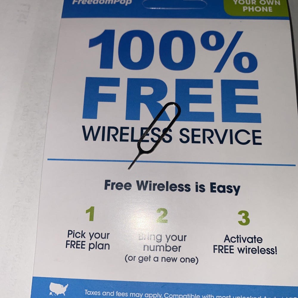 FreedomPop Bring Your Own Phone SIM Kit Free Wi-Fi Calling 100 Mb Data Sim Pin