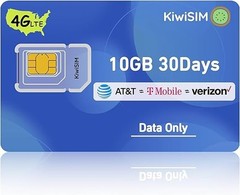 KIWISIM USA 4G Prepaid SIM Card – AT&T T-Mobile Verizon 3-in-1 10GB/30Day!
