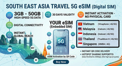 South East Asia 5G Travel eSIM | 3GB-50GB | VN TH SG MY ID | 30 Days | Prepaid