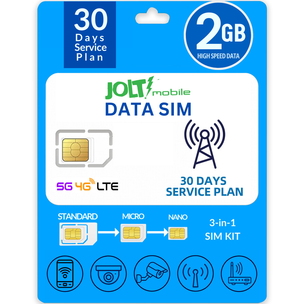 Jolt Mobile Data SIM Card – 2GB Internet 30 Day Data Plan Service