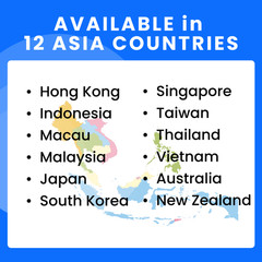 Asia-Pacific 12 Countries eSIM -15GB High-Speed, 15 Day JetSim Travel eSIM