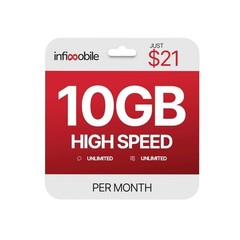 $12.6/Month | Infimobile Prepaid Unlimited Plan: 6 Months | 10GB High-Speed…