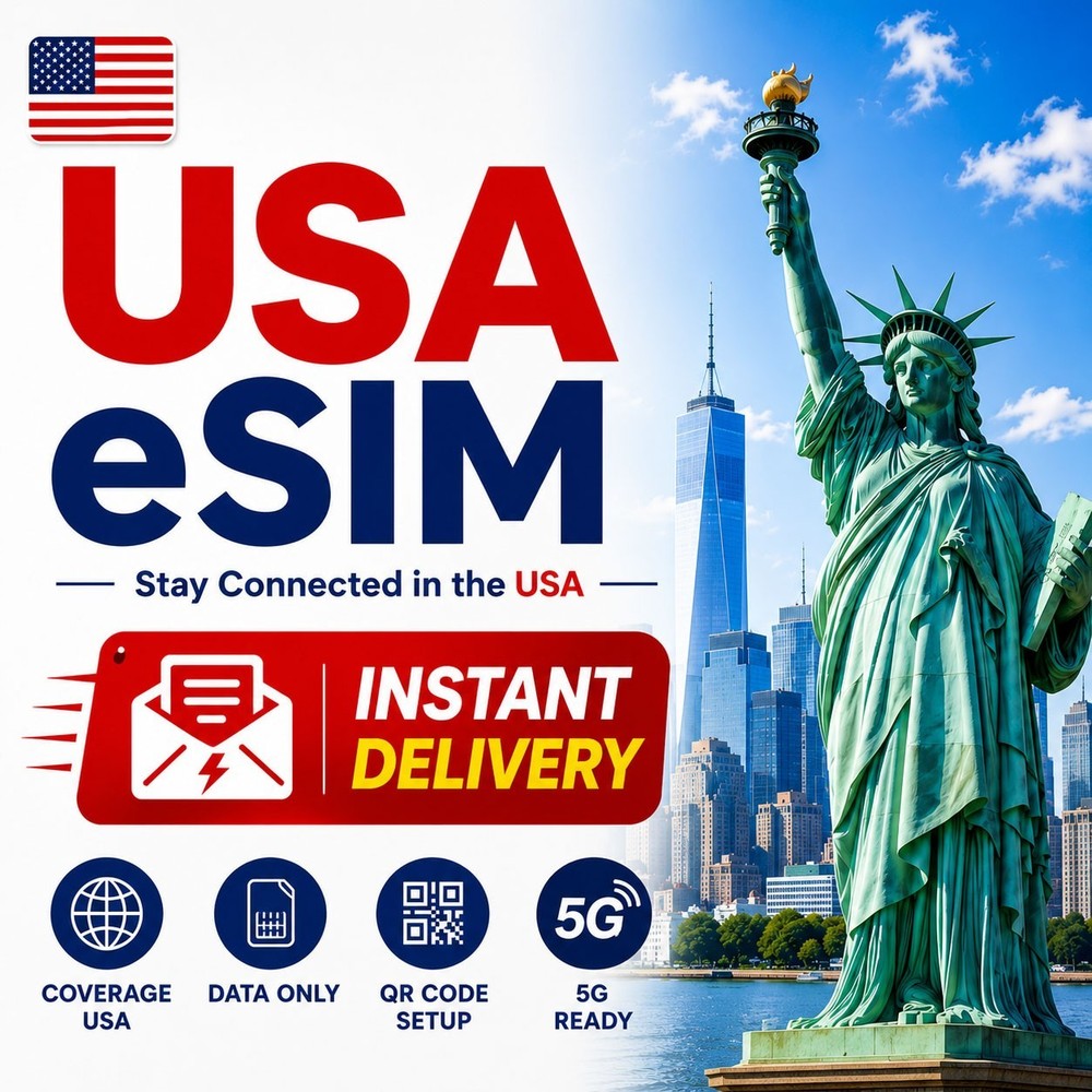 USA eSIM Data Only | 15GB-90GB | 30-180 Days | 5G | Email Delivery