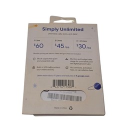 Google Fi 5G+4G Simply Unlimited SIM Kit Includes $90 Bill Credit New