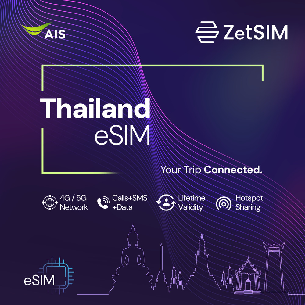Thailand eSIM | Unlimited Data | 4G/5G | Instant QR | Lifetime SIM Hotspot Ready