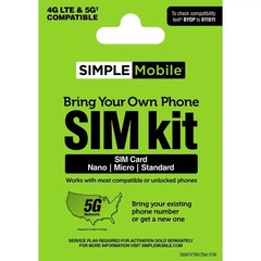 Simple Mobile Keep Your Own Phone SIM Kit 4G LTE/5G Android/iPhone Compatible