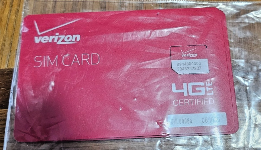 –Verizon Wireless Micro 4G LTE Certified NFC 3FF SIM Card—