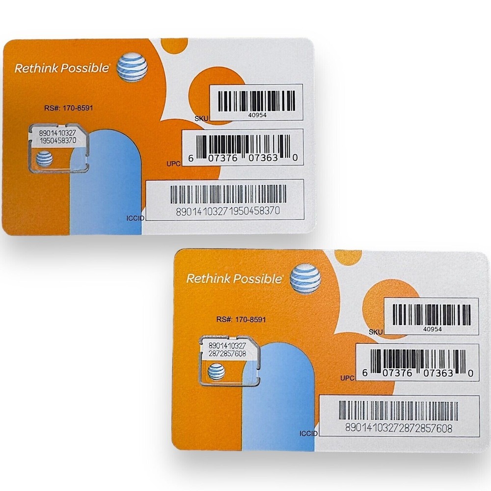 LOT Of 10 NEW/SEALED AT&T Micro-SIM Card, SKU: 40954 Apple, Samsung, Motorola…