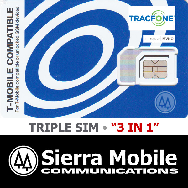 TRACFONE TRIPLE SIM CARD 3 in 1 • GSM 4GLTE T-MOBILE MVNO • WITH TRACKING