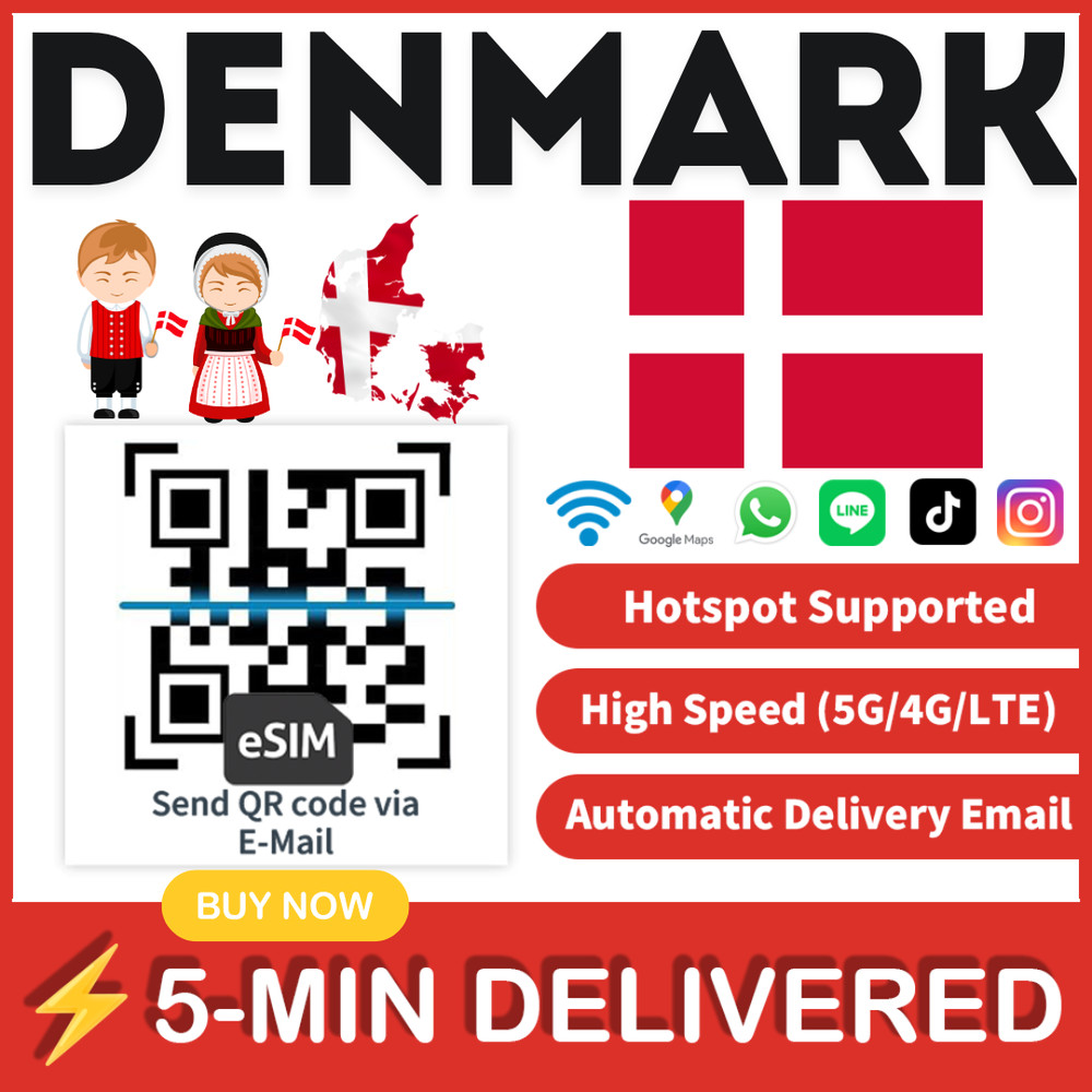 [eSIM] Denmark eSIM e-SIM card Travel Sim card Tarjeta eSIM Dato Data only 🛜A+