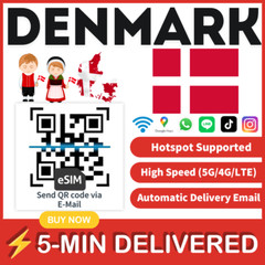 [eSIM] Denmark eSIM e-SIM card Travel Sim card Tarjeta eSIM Dato Data only 🛜A+