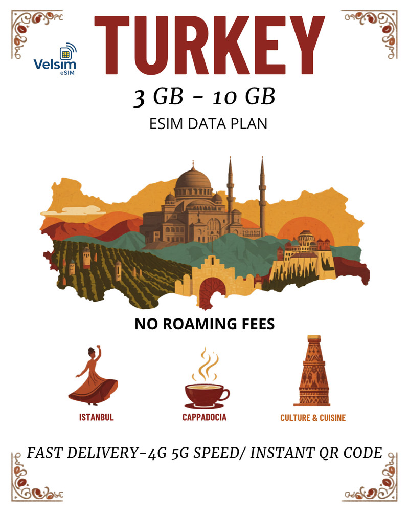 Turkey Travel eSIM | 30 Days| 3-10GB |NO ROAMING FEES | FAST DELIVERY