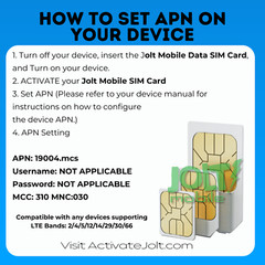 Jolt Mobile AT&T Data SIM Card 500MB WiFi MiFi5G 4G LTE Broadband | IoT Device