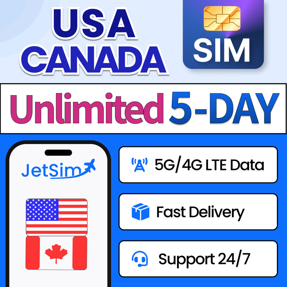 JetSim USA and Canada Travel SIM High-Speed Data