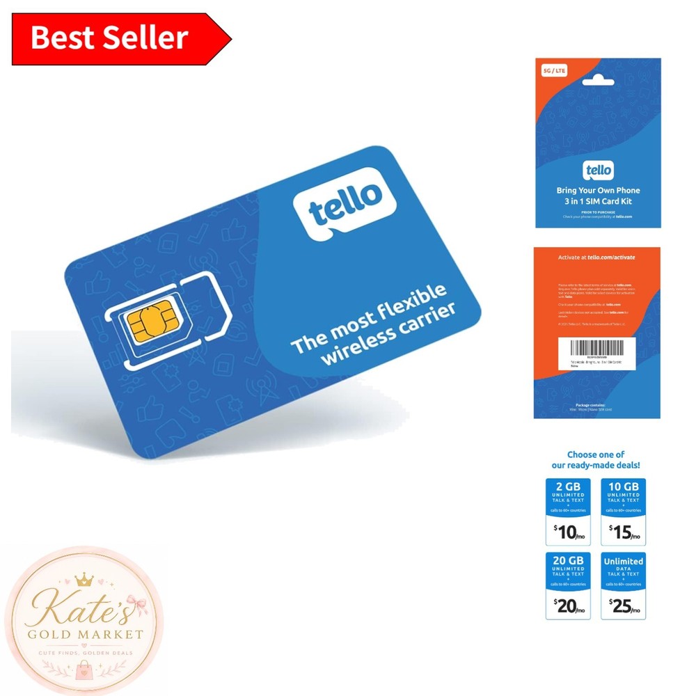 Tello Prepaid SIM Card Kit – Affordable Mobile Plans + Global Calling Options