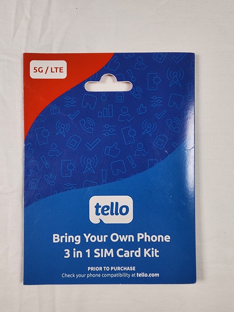 tello Bring Your Own Phone 3 In 1 SIM Card Kit 5G/LTE ANDROID/IPHONE COMPATIBLE