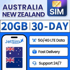 Australia & New Zealand SIM Card – 20GB High-Speed, 30 Day Travel SIM Card