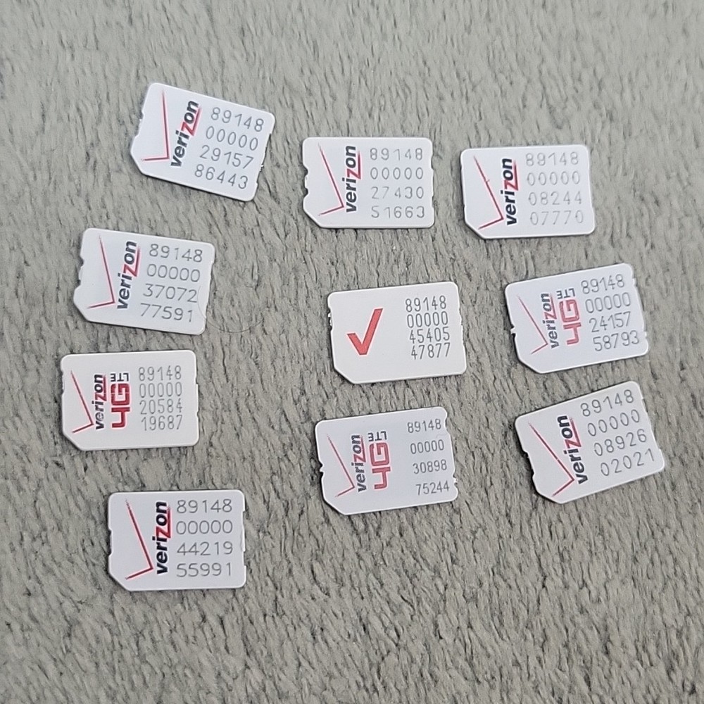 Lot of 10 Verizon Nano Sim Cards – Testing Only