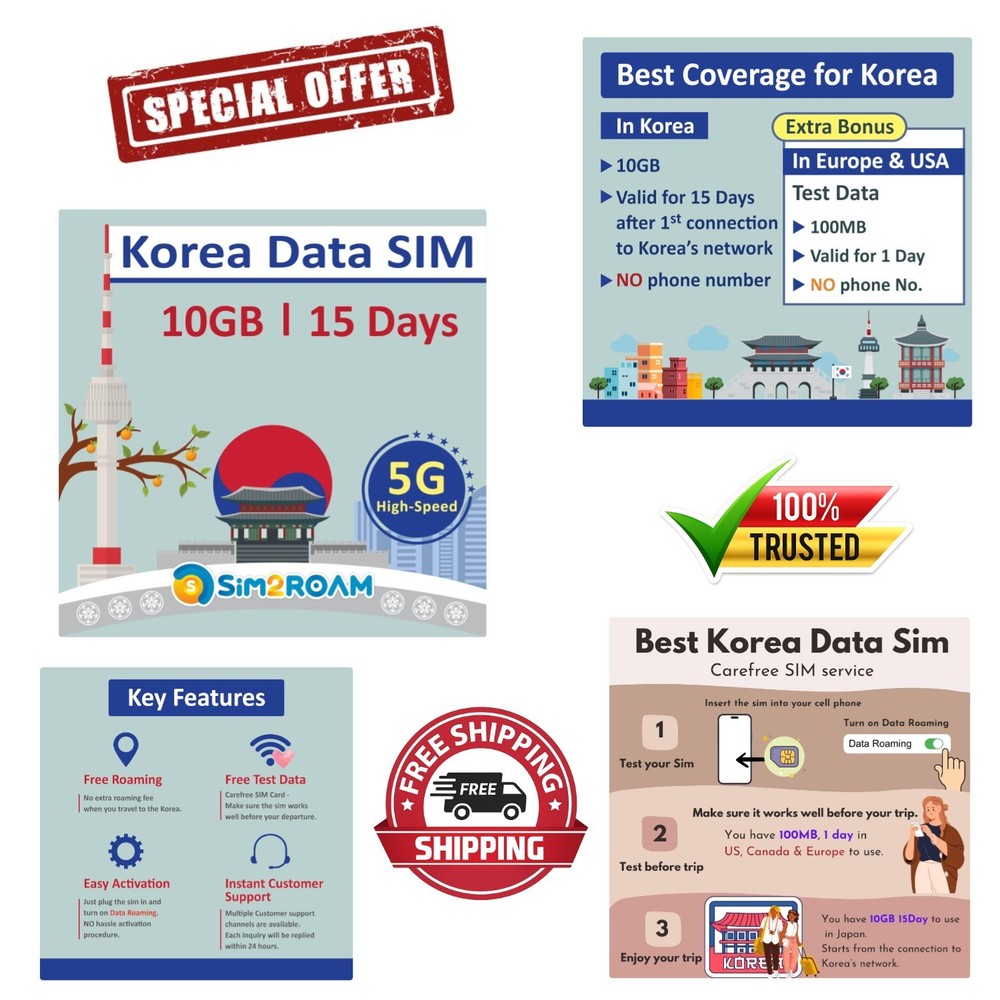 Unlock Seamless Internet in Korea – 10GB 15-Day SIM Card with Free Data