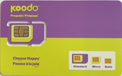 Koodo prépayé , koodo prepaid simcard for CANADA, use with any phone.