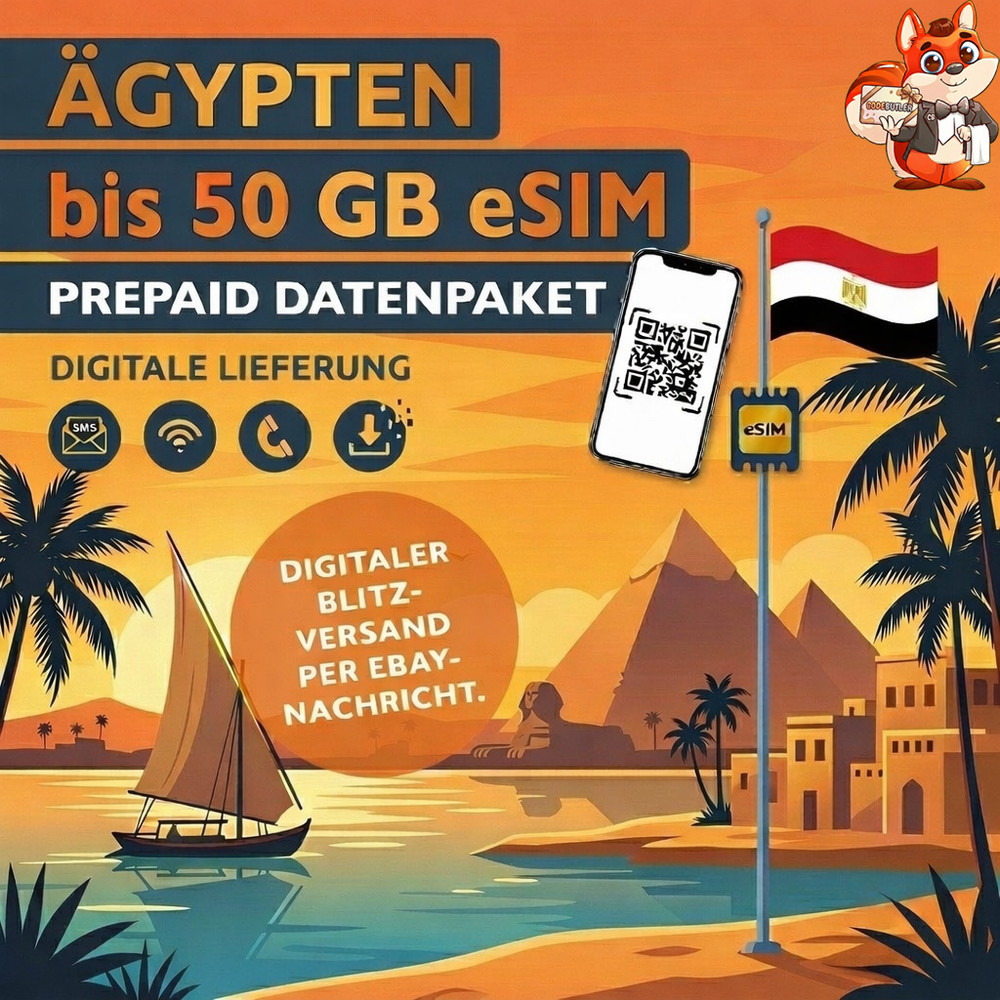 eSIM Egypt Prepaid SIM Card 1-50GB 4G LTE Egypt Travel Data QR Immediate Dispatch