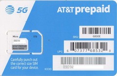 AT&T Prepaid 5G SIM card «3 IN 1». Bonus feature: perfect compatibility tester.