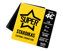 Blank and New Super Telia Estonia prepaid SIM card, with €4 Start Balance