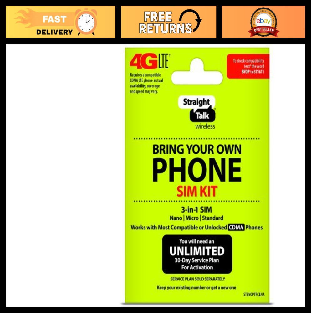 3-in-1 CDMA SIM Card Kit for Bring Your Own Phone – 4G LTE, Verizon Compatible