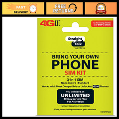 3-in-1 SIM Card Kit for BYOP – Compatible with AT&T, Straight Talk & More