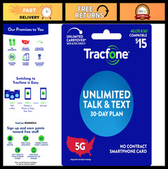 $15 Unlimited Talk & Text Plan – 30 Days Prepaid Mobile Service, No Contract
