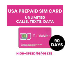 T-Mobile Prepaid SIM Card 90 Day – Unlimited Talk Text Data | 5G/4G LTE