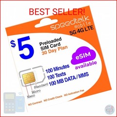 SpeedTalk Mobile $5 Prepaid SIM Card – Top Value Plan for Smartphones & Cellphon