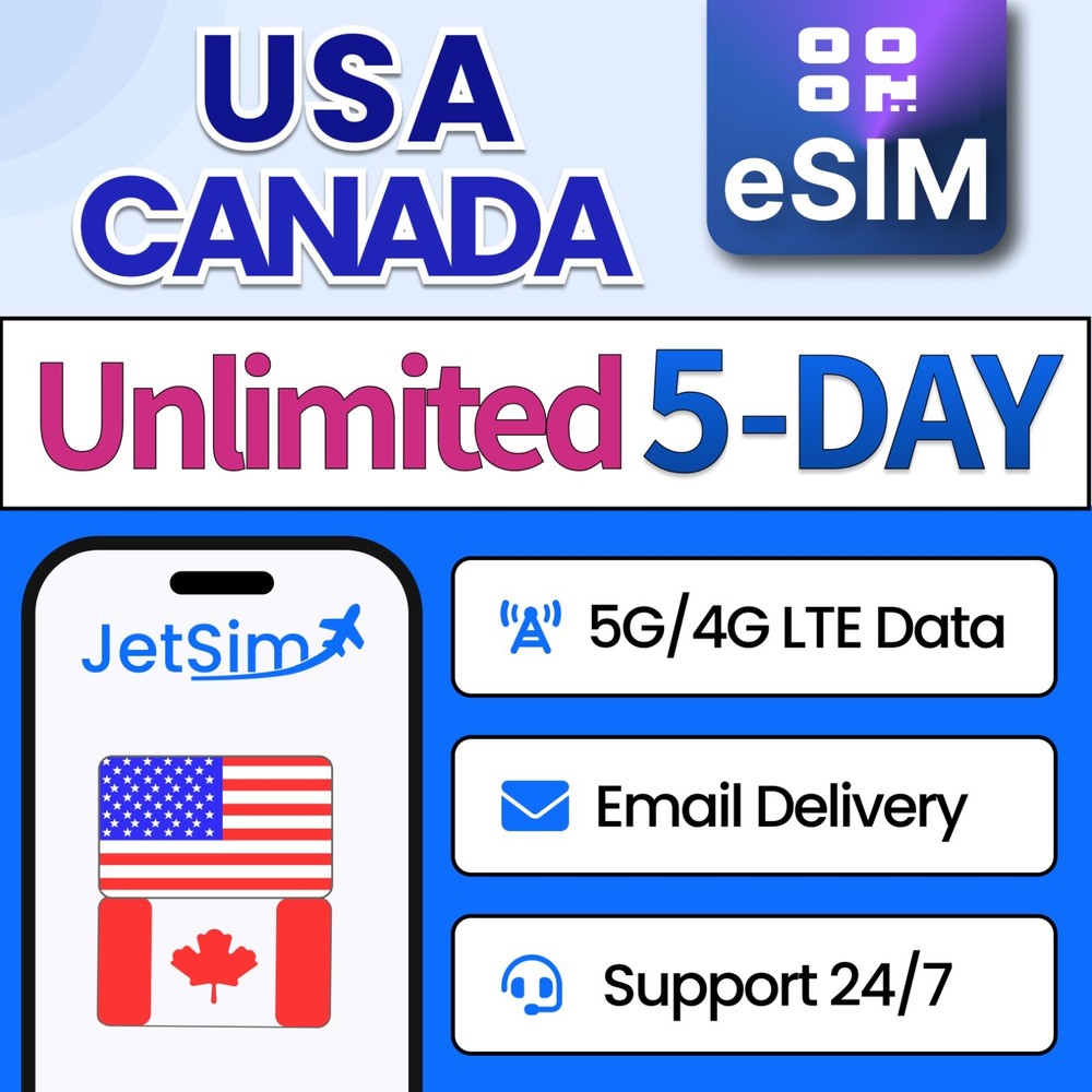 JetSim USA and Canada Travel eSIM High-Speed Data