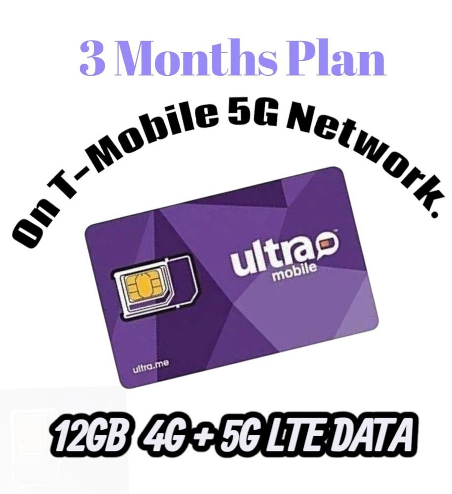 Ultra Mobile sim card with 12 GB 3 Months Plan Included
