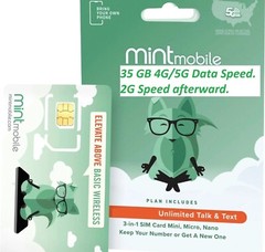 Mint Mobile 12 Month Unlimited Data Talk Text Prepaid 1 Year Plan Sim Card