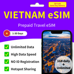 [ SIM ] VIETNAM Travel eSIM SIM card 30 GB / 1-30 Days 5G 4G ✨Same-Day Delivery