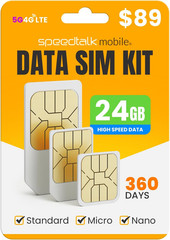 Speedtalk 24GB Data SIM Card – 360 Days | Prepaid 5G/4G LTE for USA | Data-Only