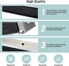 10 X 10Ft Three-Side Garage Door Brush Seal Kit for Roll-Up Doors, 3″ Weatherpro