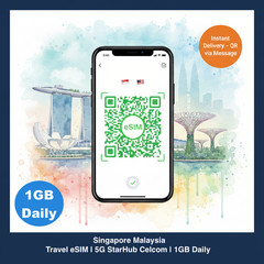 Singapore Malaysia Travel eSIM | 5G StarHub Celcom | 1GB Daily | Instant Deliver