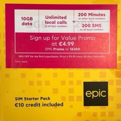 SIM CARD EPIC MALTA without registration