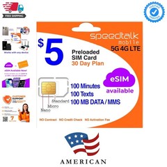 5 Prepaid SIM Card – Top Value Plan for Smartphones & Cellphones | 100 Minute…