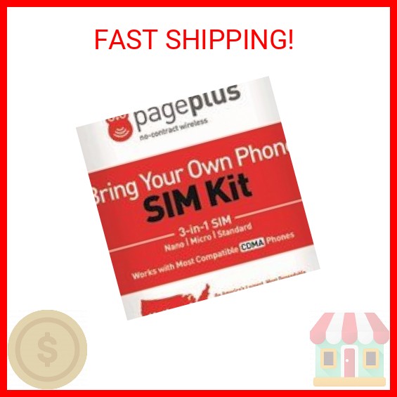 Page Plus SIM CARD 4G LTE 3 in 1 Sim Kit, Black (Nano-Micro-Standard)